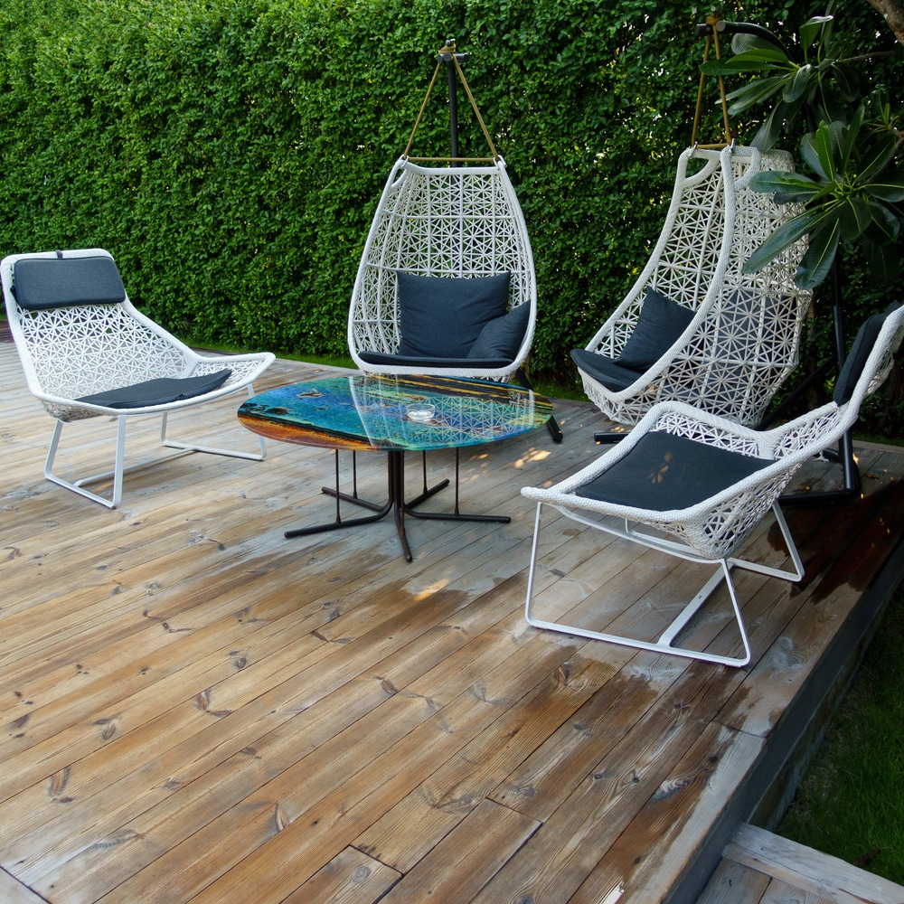 sling patio chairs for humid Carolina weather outdoor furniture detail