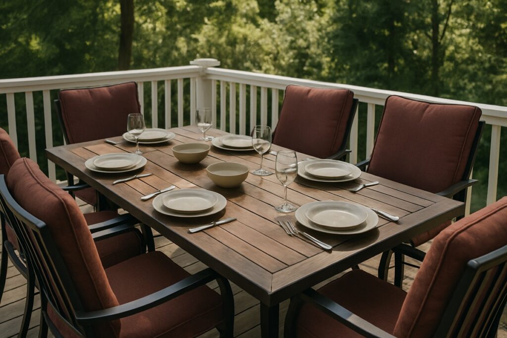 Outdoor patio dining set with table and chairs