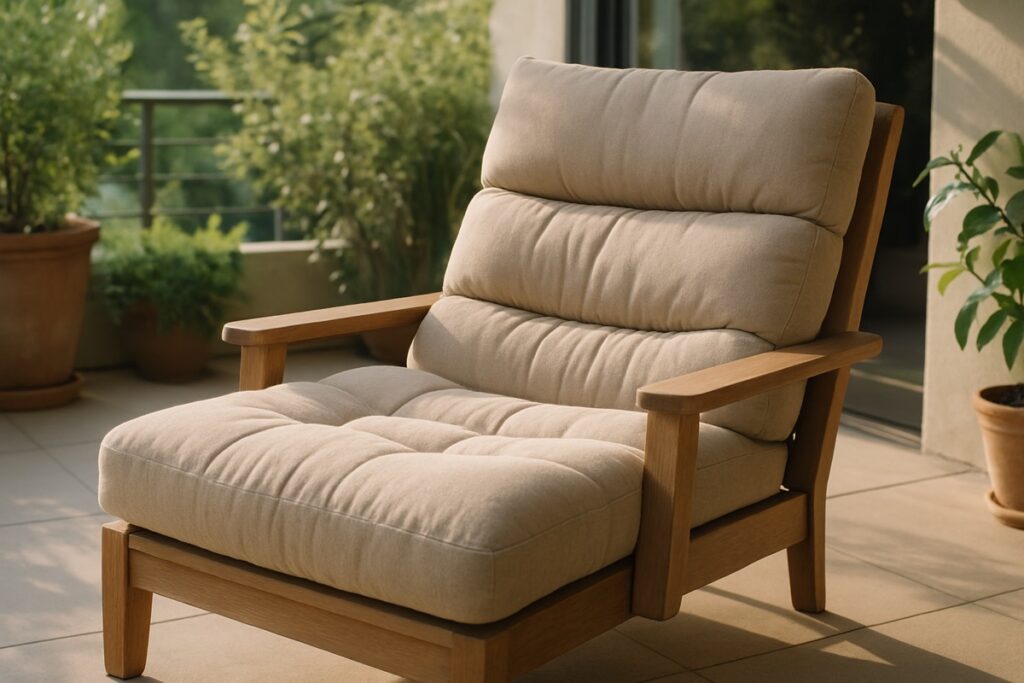 Plush cushioned outdoor lounge chair