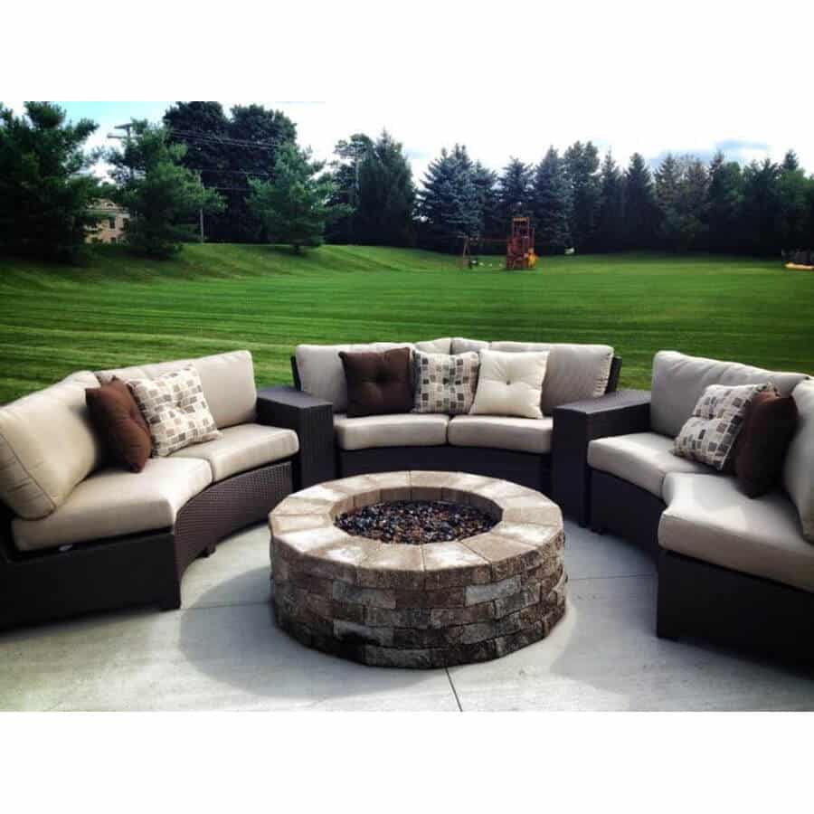 Fire Table Seating Clearance for Comfortable Conversation: Bonita Collection – Sectional in Java With Fire Pit
