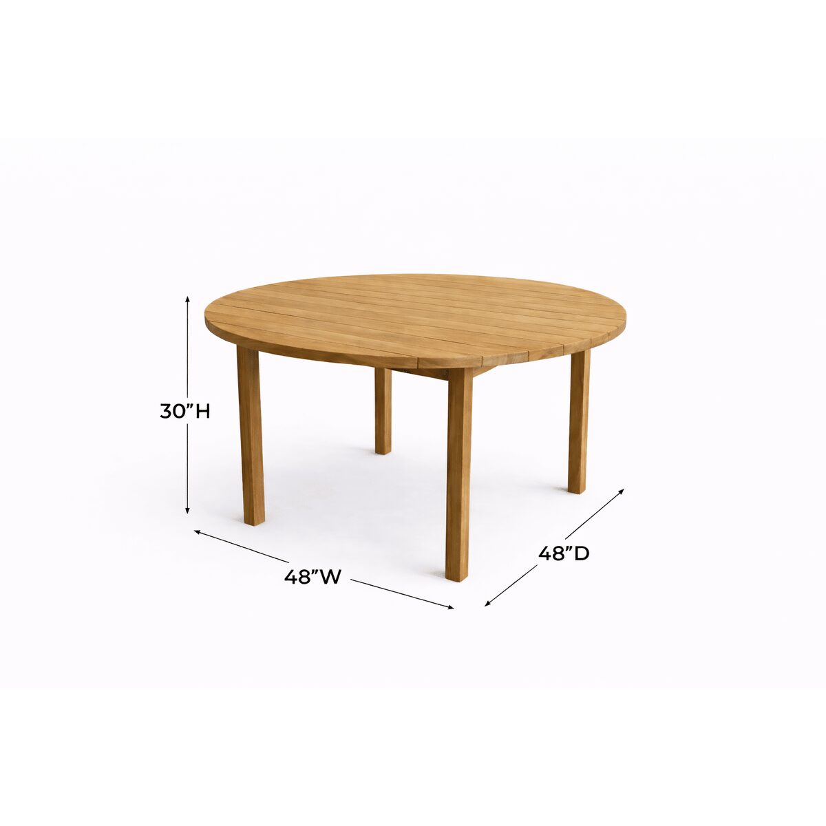 Patio Dining Table Size Guide for Six or Eight Guests: Teak 48 Round Dining Table