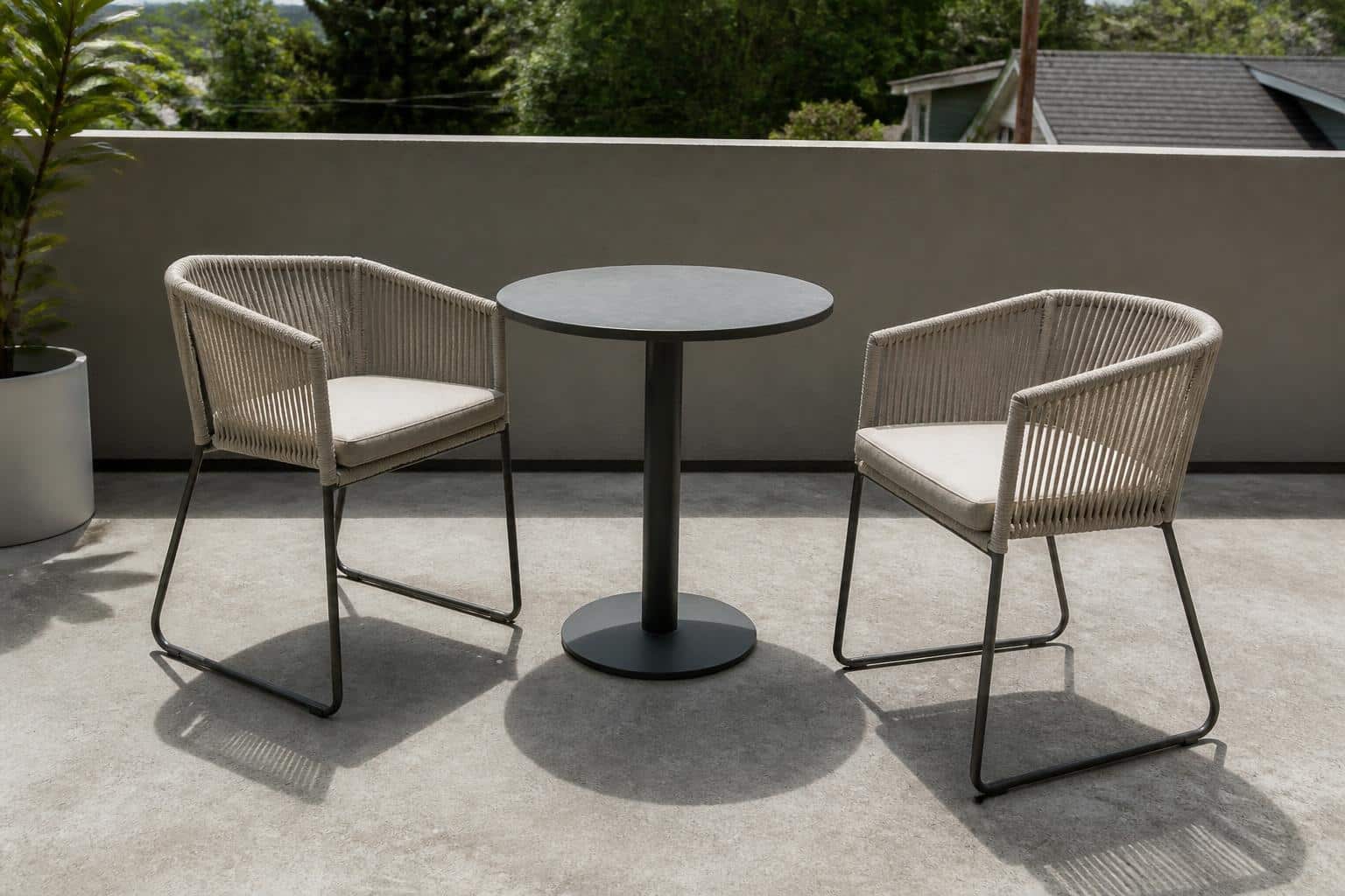 Compact bistro set arranged on a balcony