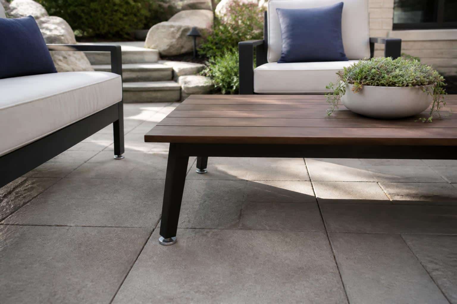 Patio dining furniture standing level on pavers