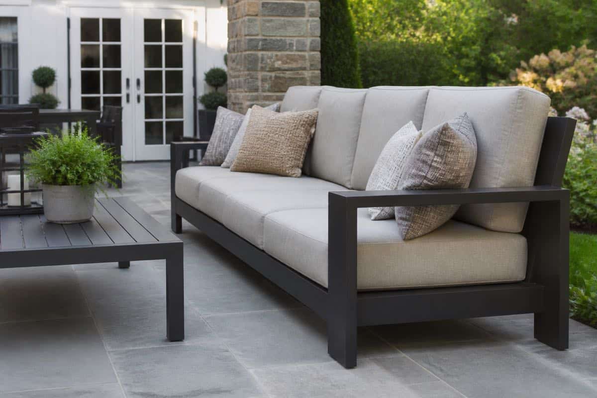Outdoor sofa back height and cushioned seating on a Charlotte patio